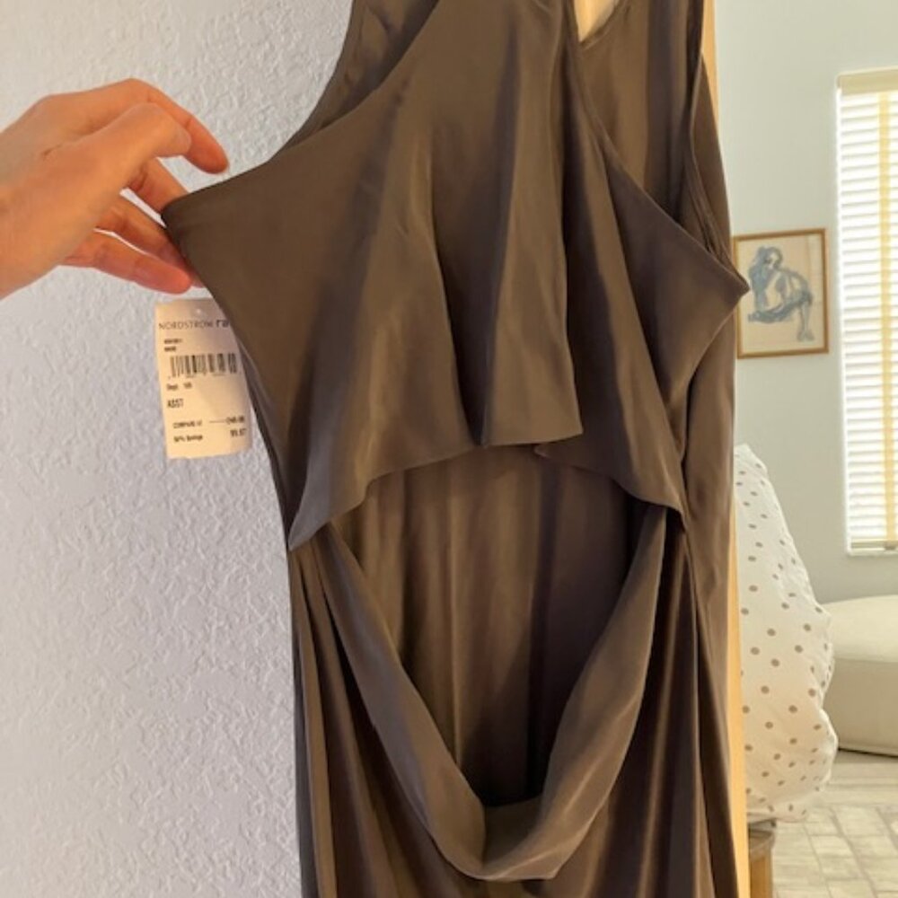 T Alexander Wang 100% silk draping, cutout back maxi dress